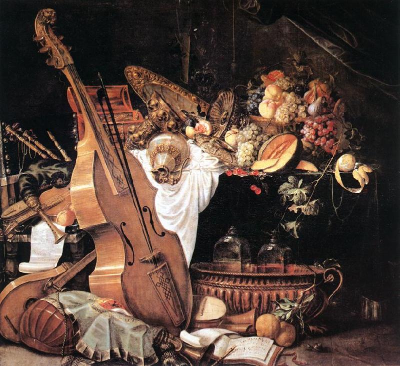 HEEM, Cornelis de Vanitas Still-Life with Musical Instruments sg Sweden oil painting art